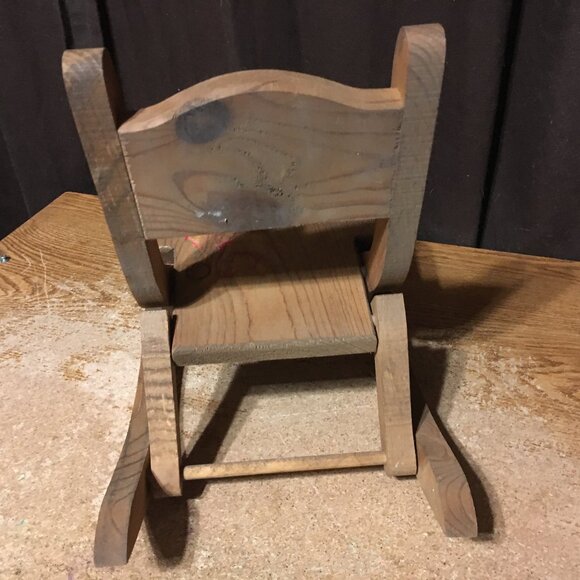 VINTAGE WOODEN ROCKING CHAIR FOR DOLLS FOLDING - Picture 3 of 8